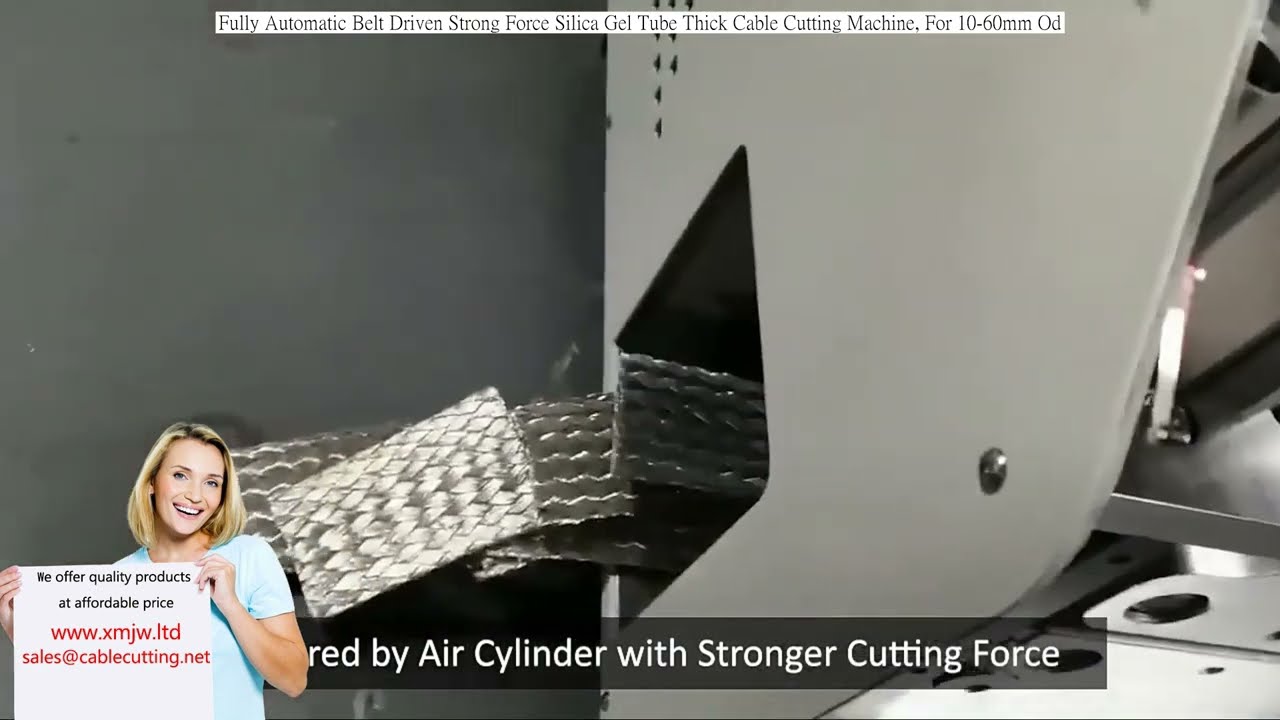 Fully Automatic Belt Driven Strong Force Silica Gel Tube Thick Cable Cutting Machine, For 10-60mm Od