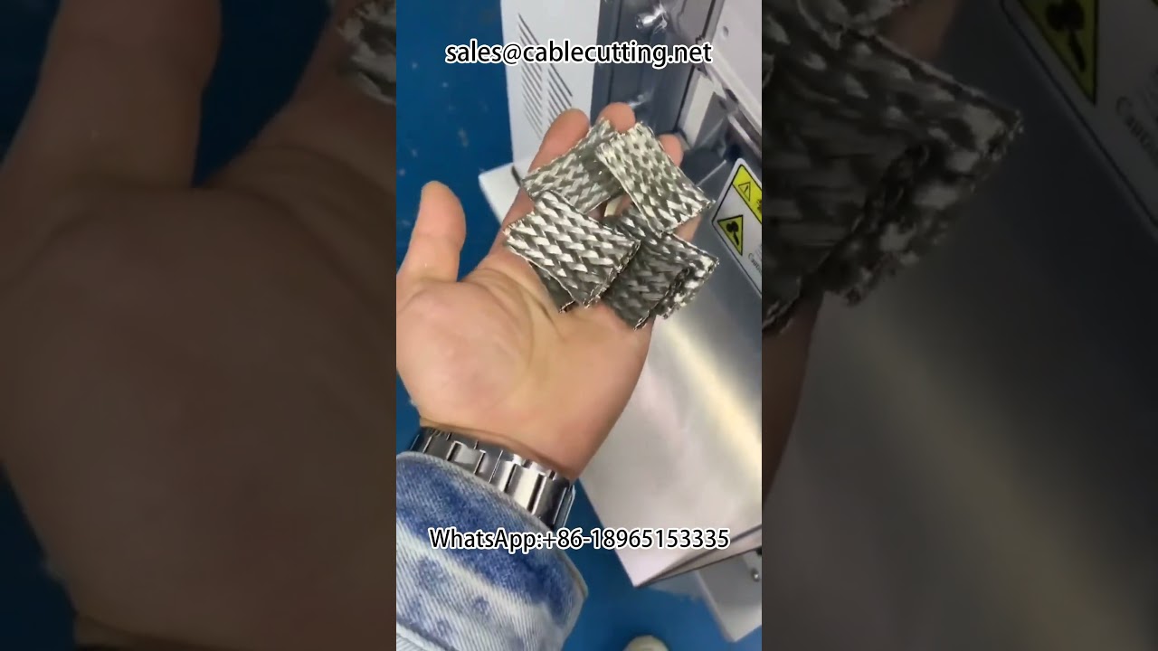Presisjonsmaskin for kutting av flettet kobberbånd og krympeslange – effektiv ledningsnettproduksjon